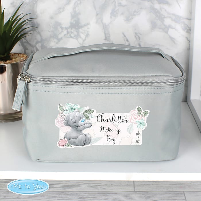 Personalised Me to You Floral Grey Toiletry Bag - ItJustGotPersonal.co.uk