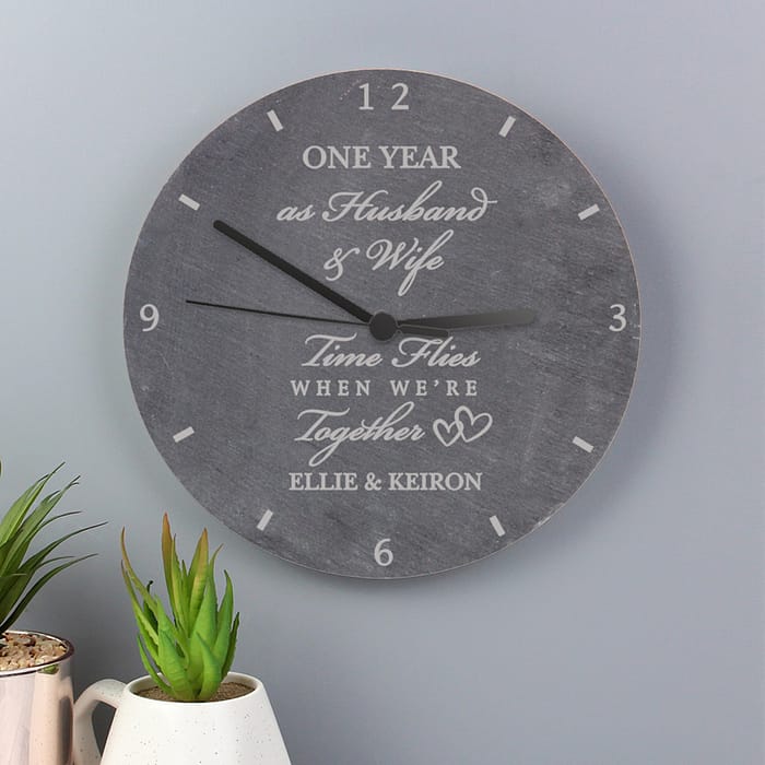 Personalised Anniversary Slate Clock - ItJustGotPersonal.co.uk