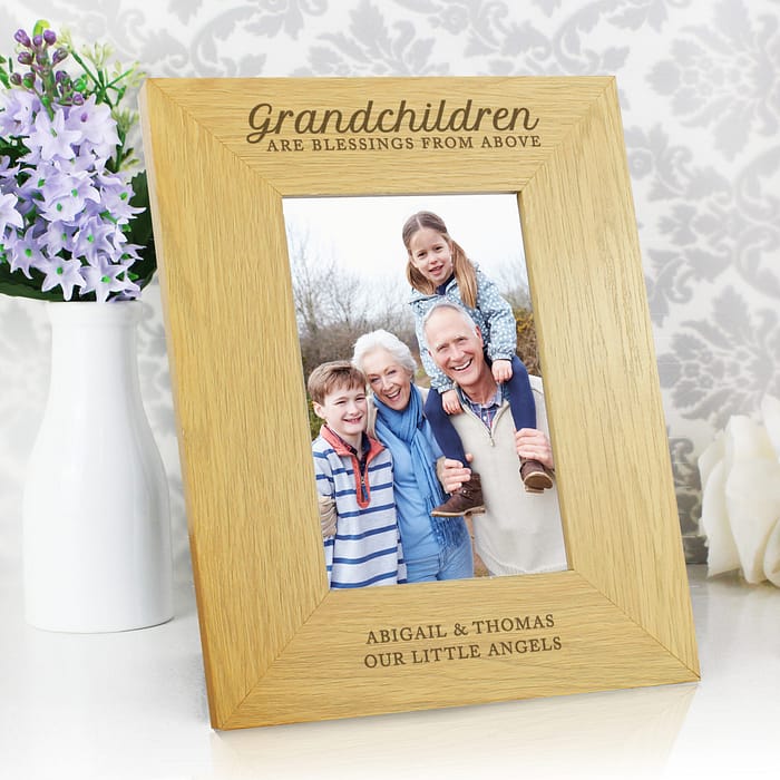 Personalised Grandchildren Are A Blessing 6x4 Oak Finish Photo Frame - ItJustGotPersonal.co.uk