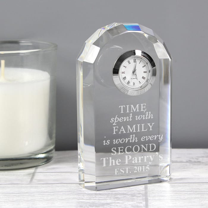 Personalised Time Spent With Family Crystal Clock - ItJustGotPersonal.co.uk