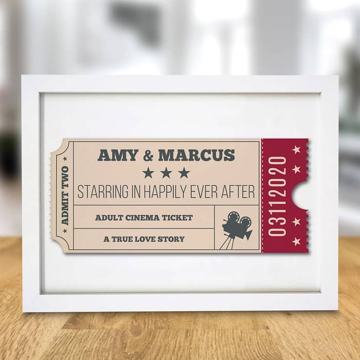 Personalised Cinema Ticket A4 White Framed Print - ItJustGotPersonal.co.uk