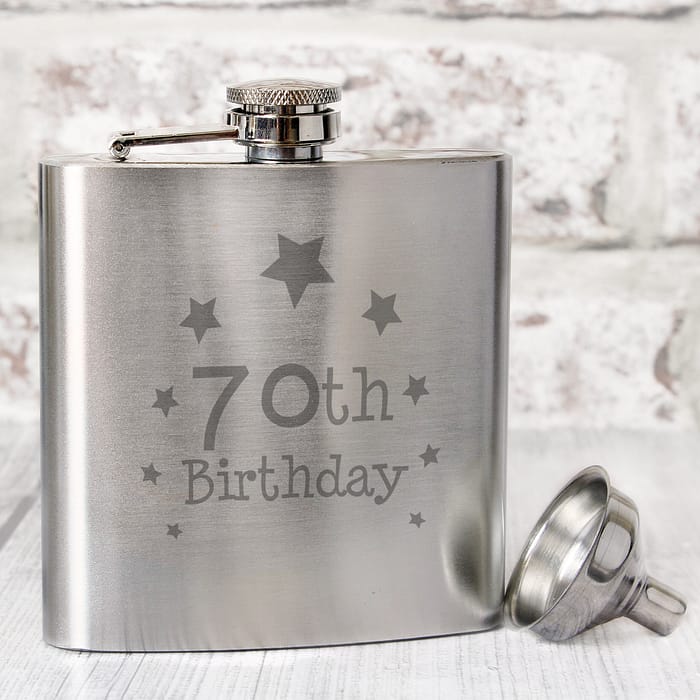 70th Birthday Hip Flask - ItJustGotPersonal.co.uk