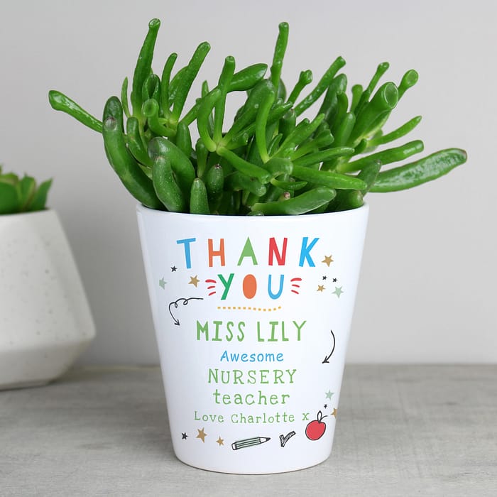 Personalised Thank You Teacher Plant Pot - ItJustGotPersonal.co.uk