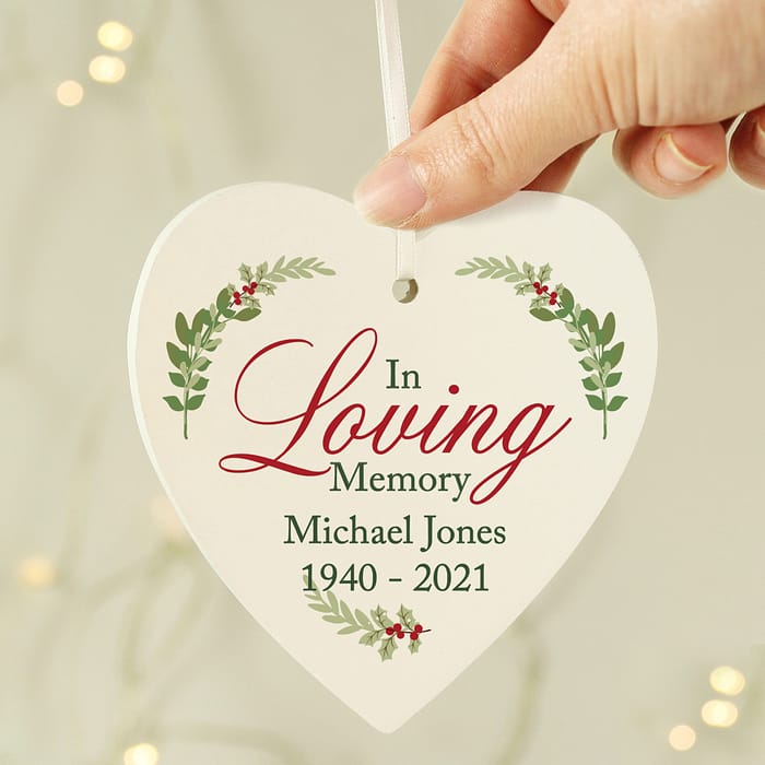 Personalised In Loving Memory Wooden Heart Decoration - ItJustGotPersonal.co.uk