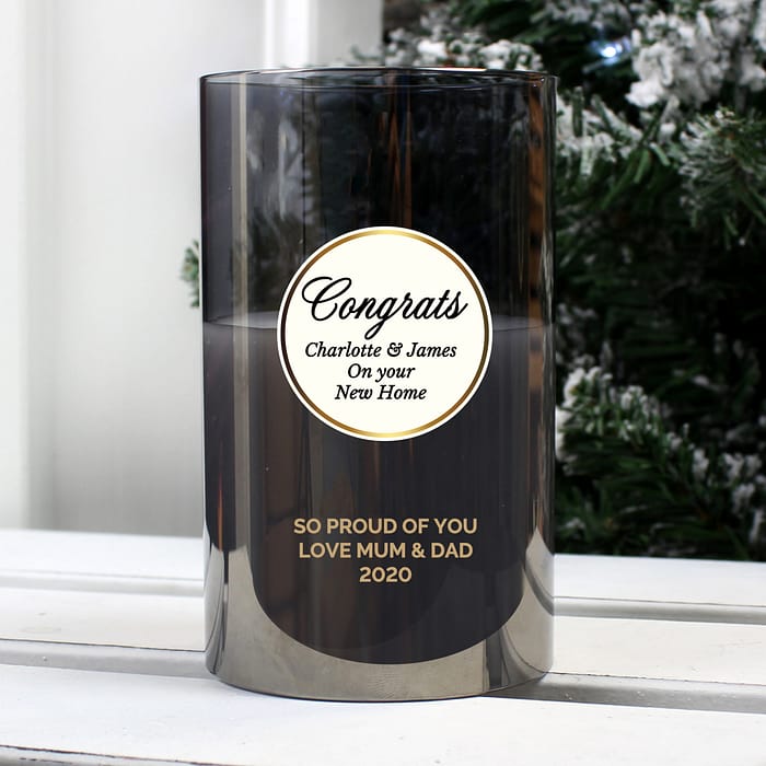 Personalised Opulent Smoked Glass LED Candle - ItJustGotPersonal.co.uk