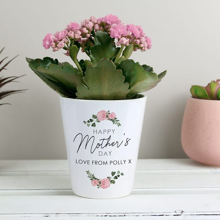 Personalised Abstract Rose Happy Mothers Day Plant Pot - ItJustGotPersonal.co.uk