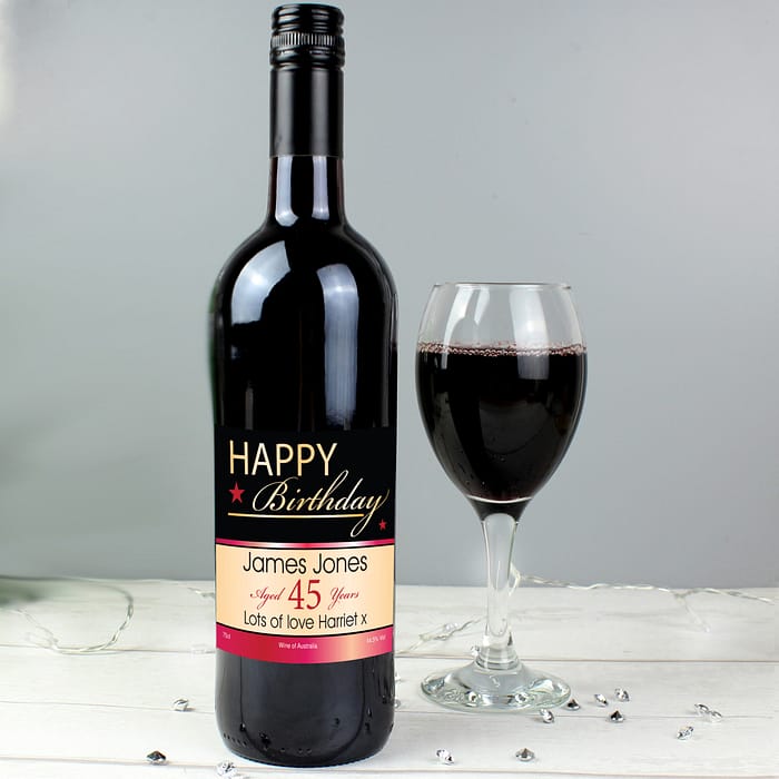 Personalised Happy Birthday Red Wine - ItJustGotPersonal.co.uk