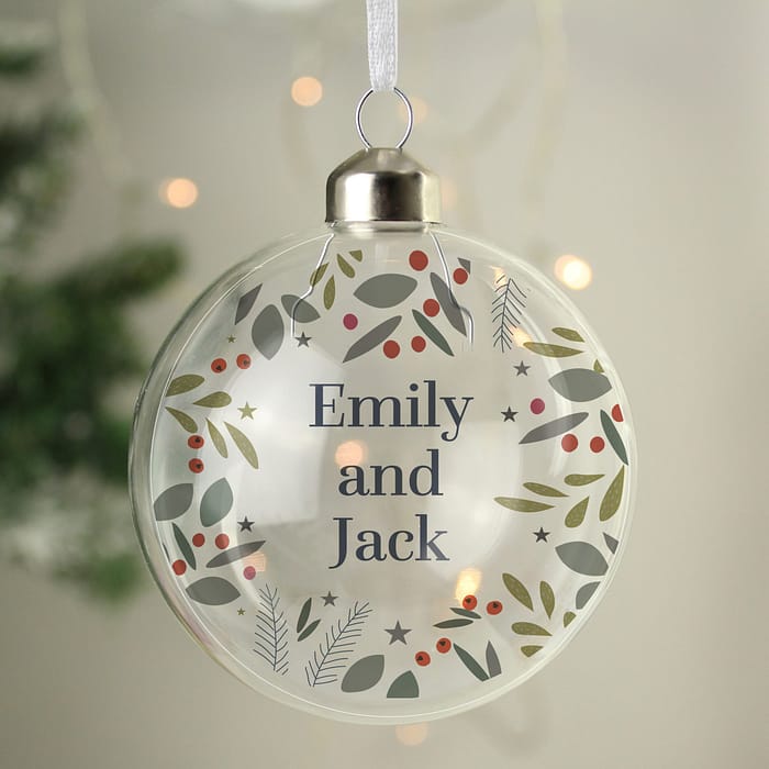 Personalised Festive Christmas Glass Bauble - ItJustGotPersonal.co.uk