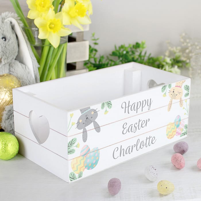 Personalised Easter White Wooden Crate - ItJustGotPersonal.co.uk