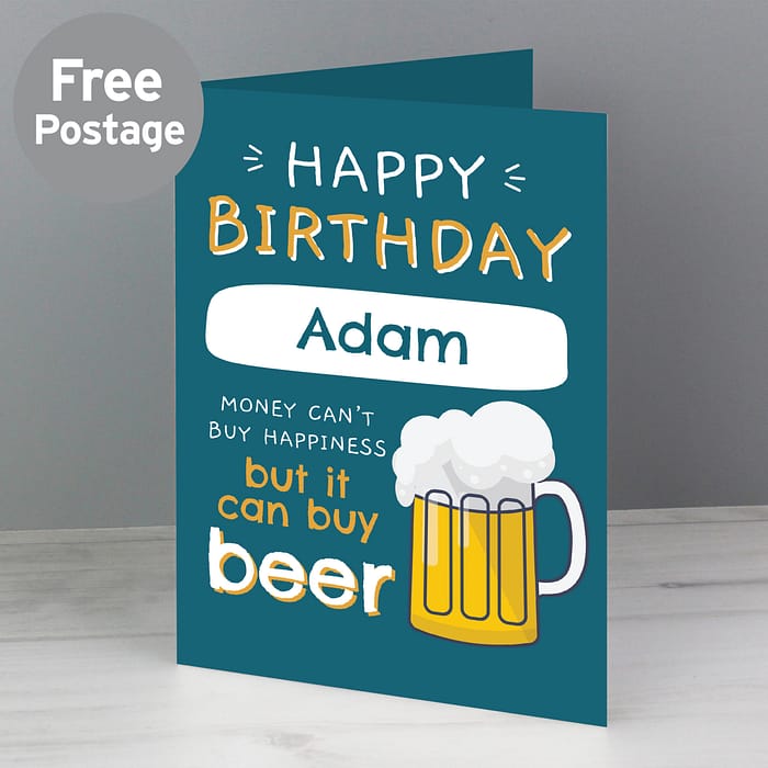 Personalised Happy Birthday Beer Card - ItJustGotPersonal.co.uk