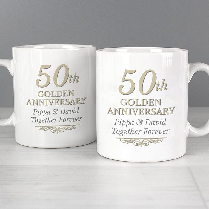 Personalised 50th Golden Anniversary Mug Set - ItJustGotPersonal.co.uk