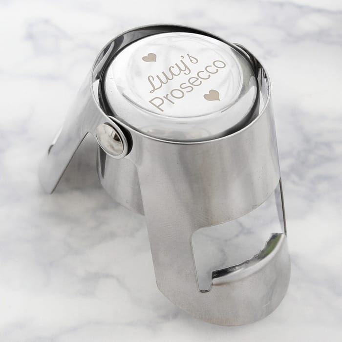Personalised Heart Motif Prosecco Bottle Stopper - ItJustGotPersonal.co.uk