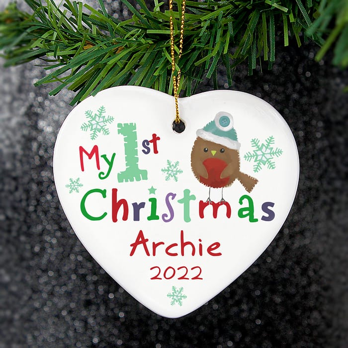 Personalised My 1st Christmas Ceramic Heart - ItJustGotPersonal.co.uk