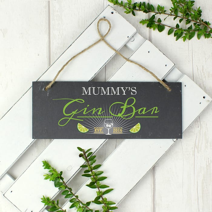Personalised ""Gin Bar"" Printed Hanging Slate Plaque - ItJustGotPersonal.co.uk