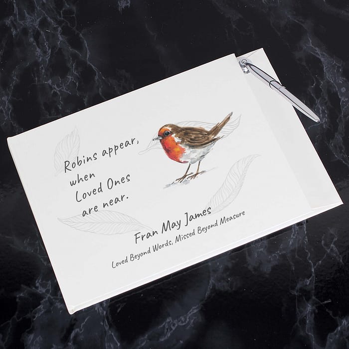 Personalised Robins Appear Guest Book - ItJustGotPersonal.co.uk