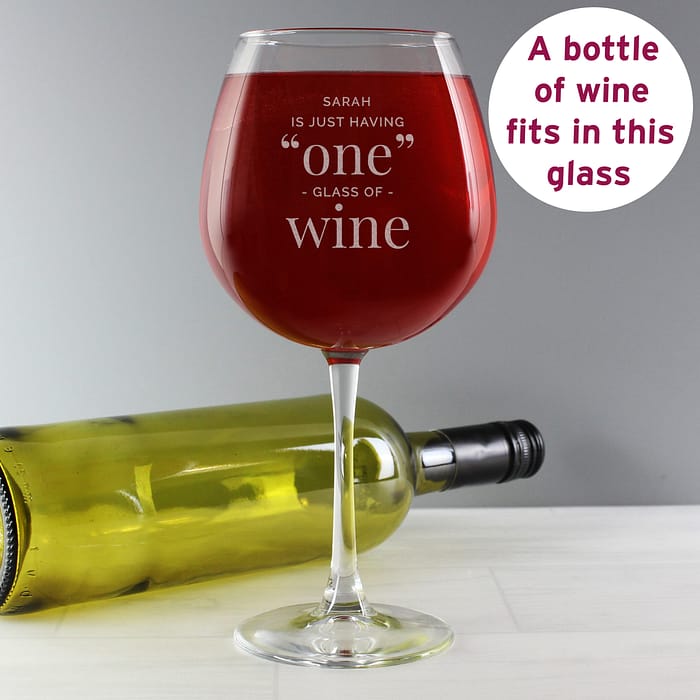 Personalised 'One Glass' Bottle of Wine Glass - ItJustGotPersonal.co.uk