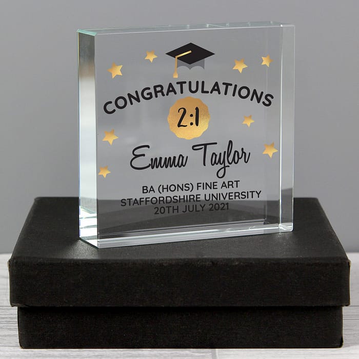 Personalised Congratulations Graduation Crystal Token - ItJustGotPersonal.co.uk