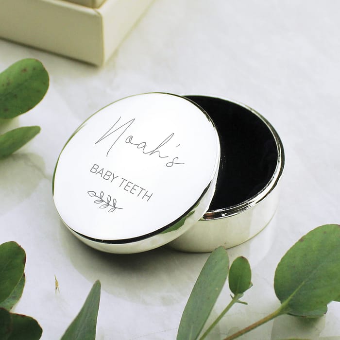 Personalised Botanical First Tooth/Curl Trinket Box - ItJustGotPersonal.co.uk