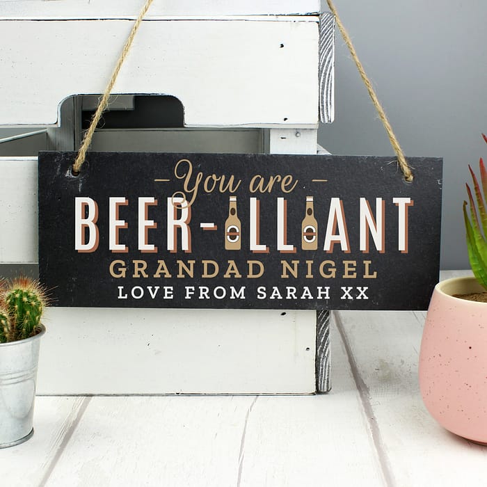Personalised Beer-illiant Hanging Slate Plaque - ItJustGotPersonal.co.uk