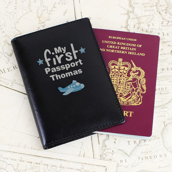 Personalised My First Black Passport Holder - ItJustGotPersonal.co.uk