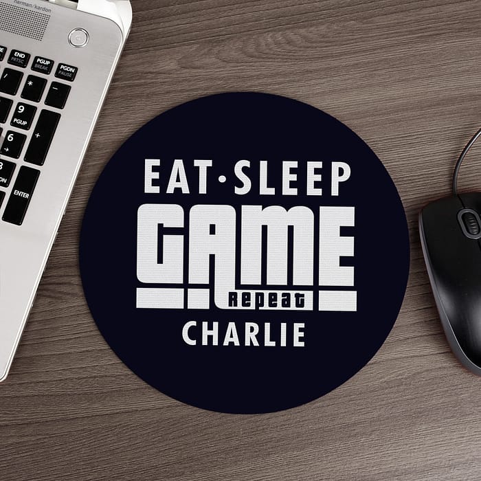 Personalised Eat Sleep Game Repeat Mouse Mat - ItJustGotPersonal.co.uk