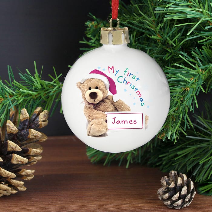 Personalised Teddy 1st Christmas Bauble - ItJustGotPersonal.co.uk