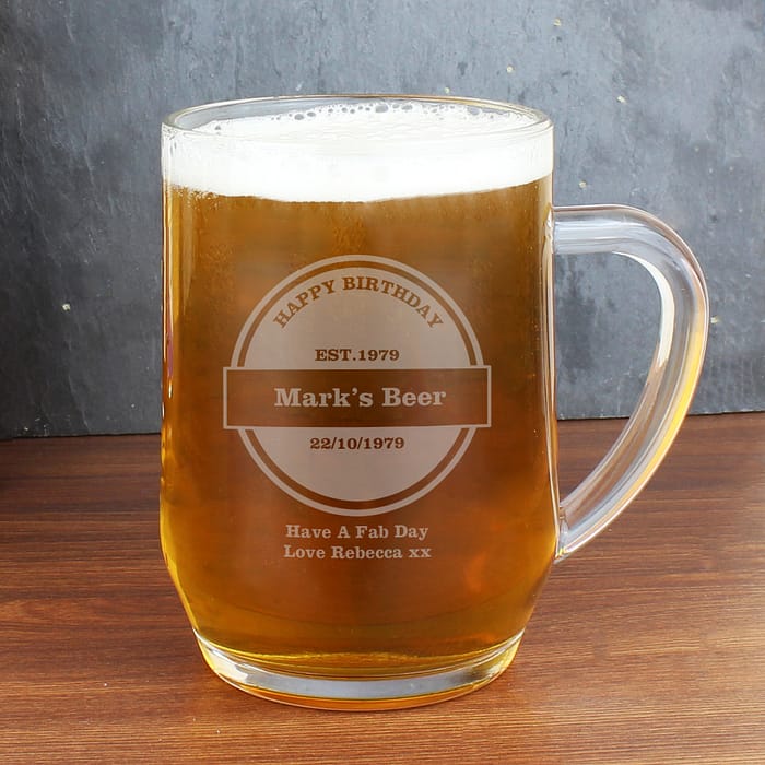 Personalised Established Beer Label Tankard - ItJustGotPersonal.co.uk