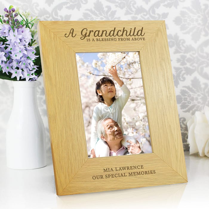Personalised A Grandchild Is A Blessing 6x4 Oak Finish Photo Frame - ItJustGotPersonal.co.uk