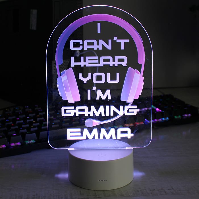 Personalised Pink Gaming LED Colour Changing Night Light - ItJustGotPersonal.co.uk